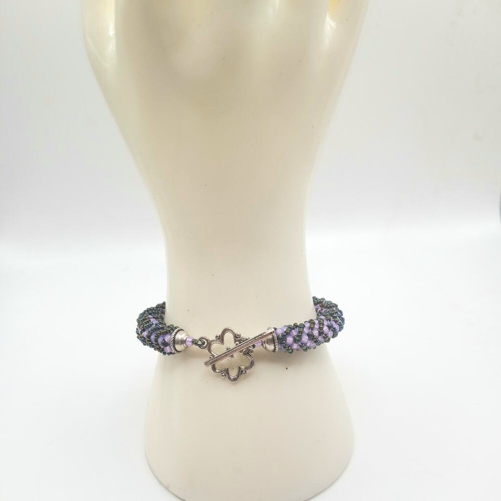 HANDMADE Violet Netted Rope Bracelet  7.5'' - Picture 4 of 6